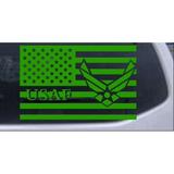 US American Flag Air Force USAF Car or Truck Window Laptop Decal Sticker Lime 4in X 6.3in