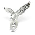 Car Front Ornament 3D Emblem Car Logo Front Hood Ornament Car Cover Chrome Eagle Badge for Auto Car Motorcycle Silver White