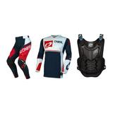 Oneal 2023 Hardwear Flow Offroad Jersey Pant Chest Protector Combo Blue/White (X-Large / 42)