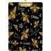 ZHANZZK Hohey Bee Golden Embroidery Clipboard Hardboard Wood Nursing Clip Board and Pull for Standard A4 Letter 13x9 inches