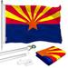 G128 Combo Pack: 6 Feet Tangle Free Spinning Flagpole (Silver) Arizona AZ State Flag 3x5 ft Printed 150D Brass Grommets (Flag Included) Aluminum Flag Pole