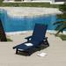 WestinTrends Malibu Chaise Lounge Outdoor All Weather Poly Lumber Patio Pool Lounge Chairs with 5 Positions Backrest Navy Blue