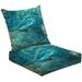 2-Piece Deep Seating Cushion Set Marble abstract acrylic Blue marbling artwork texture Agate ripple Outdoor Chair Solid Rectangle Patio Cushion Set