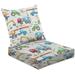 2-Piece Deep Seating Cushion Set kids drawn construction trucks tractor excavator crane cement mixer Outdoor Chair Solid Rectangle Patio Cushion Set