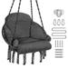 Hammock Chair Macrame Swing Max 250 Lbs Hanging Cotton Rope Hammock Swing Chair for Indoor and Outdoor Use (Gray)