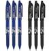 Pilot FriXion Ball 0.7mm Erasable Gel Pens Fine Point 3 Black Pens & 3 Blue Pens (6 PACK)