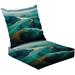 2-Piece Deep Seating Cushion Set Luxury Abstract Ocean Fluid Art Resin art painting blue gold orange Outdoor Chair Solid Rectangle Patio Cushion Set