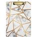 FMSHPON Marble Golden Geometric Lines Clipboard Hardboard Wood Nursing Clip Board and Pull for Standard A4 Letter 13x9 inches