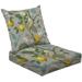 2-Piece Deep Seating Cushion Set Floral seamless Botanical Plants birds flowers backdrop Drawn nature Outdoor Chair Solid Rectangle Patio Cushion Set