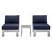 Lounge Chair Table Set Sunbrella Fabric Aluminum Metal Steel Silver Blue Navy Modern Contemporary Urban Design Outdoor Patio Balcony Cafe Bistro Garden Furniture Hotel Hospitality