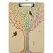 FMSHPON Colorful Musical Tree Birds Clipboard Hardboard Wood Nursing Clip Board and Pull for Standard A4 Letter 13x9 inches