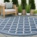 8ft Round Water Resistant Large Indoor Outdoor Rugs for Patios Front Door Entry Entryway Deck Porch Balcony | Outside Area Rug for Patio | Blue Geometric | Size: 7 10 Round