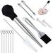 Turkey Set w\\/Timer and Lacer \\u2013 Stainless Steel Turkey with Down Silicone Bulb 2 x Pump Flavor Injectors Silicone Brush Pop-Up Timer Turkey Lacer and Cleaning Brush