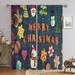 Goory Xmas Linen Textured Rod Pocket Window Curtain Long Kitchen Panel Christmas Curtains Gingerbread Printing Treatments Living Room Drapes Style B W:34 x H:83 *2Pcs