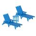 GARDEN 3-Piece Set Plastic Outdoor Chaise Lounges with Round Side Table Included Pacific Blue