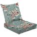 2-Piece Deep Seating Cushion Set red grey flowers leaves bunches green Outdoor Chair Solid Rectangle Patio Cushion Set