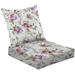 2-Piece Deep Seating Cushion Set seamless classic hand drawn watercolor flowers leaves botanical Outdoor Chair Solid Rectangle Patio Cushion Set