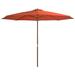 Anself Outdoor Parasol with Wooden Pole Folding Beach Umbrella for Garden Patio Backyard Terrace Poolside Supermarket 137.8 x 100.8 Inches (Diameter x H)