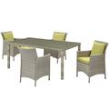 Side Dining Chair and Table Set Rattan Wicker Light Grey Gray Green Modern Contemporary Urban Design Outdoor Patio Balcony Cafe Bistro Garden Furniture Hotel Hospitality