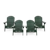 GDF Studio Cartagena Outdoor Rustic Acacia Wood Folding Adirondack Chairs Set of 4 Dark Green