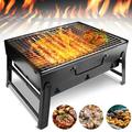 Htwon 13.7 Foldable BBQ Charcoal Grill Portable Heavy Duty Barbecue Stainless Steel Tabletop Grill Stove with Handle Outdoor Camping Picnic Barbecue BBQ Accessories Tools
