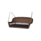 Jeco Wicker Porch Swing with Black Cushion-Finish:Honey