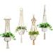 Macrame Plant Hangers CELECTIGO Indoor Hanging Planter Basket Handmade Decorative Flower Pot Holder Stand Retractable Pulley Pull Down Hanger Hook Boho Home Corridor Decor