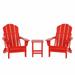 WestinTrends Malibu 3-Pieces Adirondack Chairs Set with Side Table All Weather Outdoor Seating Plastic Patio Lawn Chair Folding for Outside Porch Deck Backyard Red