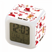 AVEKI Digital Alarm Clock LED Digital Bedroom Alarm Clock Easy Setting Cube Wake up Clocks with 4 Sided Christmas Pattern Soft Night Light Large Display Ascending Soundï¼ˆPattern 14ï¼‰