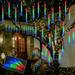 Meteor Shower Rain Lights 8 Tubes 192 LED Falling Rain Lights Extendable Icicle Cascading Plug in Snow String Lights for Holiday Party Patio Garden Decoration (Multi-Colored)