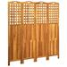 4-Panel Room Divider 63.4 x0.8 x66.9 Solid Acacia Wood