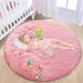 Noahas Luxury Round Fluffy Area Rugs for Bedroom Kids Girls Room Nursery Super Soft Circle Rug Cute Shaggy Carpet for Children Living Room 5ft Pink