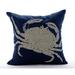 Navy Blue Cushion Cover Beaded Crab Sea Creatures Ocean Beach Theme Pillow Cover Pillow Cover 20x20 inch (50x50 cm) Floral Mediterranean Pillow Cover Linen - Crab At The Shore