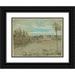 Vincent van Gogh 14x12 Black Ornate Wood Framed Double Matted Museum Art Print Titled: Cottages with a Woman Working in the Middle Ground (1890)