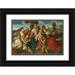 Bonifacio Veronese 18x13 Black Ornate Wood Framed Double Matted Museum Art Print Titled - The Holy Family with Saint Dorothy and the Infant John the Baptist and Tobias with an Angel