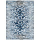 Ergode Chiara Distressed Floral Lattice Contemporary 8x10 Area Rug - Moroccan Blue