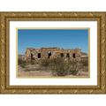 Highsmith Carol 14x11 Gold Ornate Wood Framed with Double Matting Museum Art Print Titled - Remnants of an old stone house in the small settlement of Terlingua in Brewster County TX