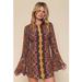 Free People Dresses | Free People Gold Ossie Vibes Bell Sleeve Super Mini Tunic Dress M | Color: Yellow | Size: M