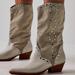 Free People Shoes | New Women’s Free People Jaxon Studded Western Boots!! | Color: Cream/Tan | Size: 9