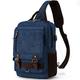 Leaper Retro Messenger Bag Canvas Shoulder Backpack Travel Rucksack Sling Bag (X-Large, Dark Blue-XL)