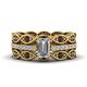 CaratYogi Infinity Band Diamond Ring Sets yellow gold plated Natural Black Onyx Emerald Shape Trio Wedding Ring Sets Pave Setting Dimensione O for Women, Girls and Ladies