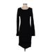 Express Casual Dress Scoop Neck Long sleeves: Black Print Dresses - Women's Size X-Small