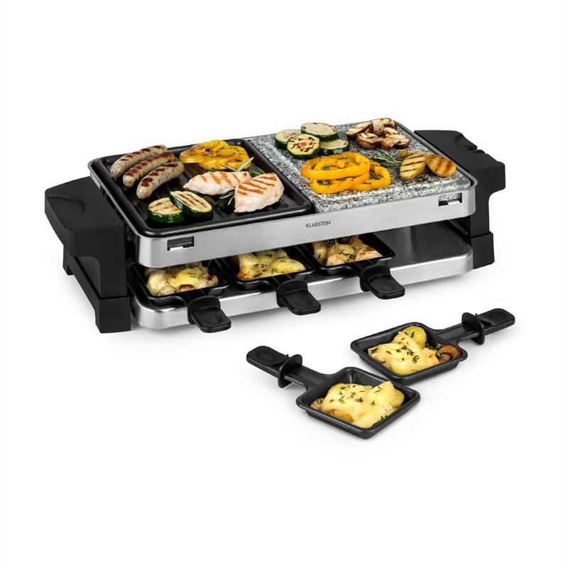 Klarstein Sirloin Raclette 1500W Aluminium / Stein 8 Personen Kontroll-LED Schwarz Image