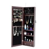 43''H Velvet Jewelry Armoire Mirror Storage Cabinet with Key Lock, 14.2''L*3.86''W*43.4''H, 18.26LBS