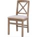 Gracie Oaks Pompilus Cross Back Side Chair in/Beige Wood/Upholstered/Fabric in Brown | 35 H in | Wayfair 9AD292E4E2B34423A5DC47D79F6D262C