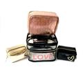 Victoria s Secret 4 in 1 Train Cosmetic Case Travel Tote Clear & Gold 4 Piece Set for Women New
