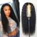 Felirenzacia Ladies Front Lace Wig Set Black Mid-length Curly Hair Simulation Wig