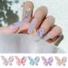 opvise 8Pcs Nail Rhinestone Exquisite DIY Lightweight Double Layer Butterfly Nail Ornament for Women