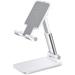 Cell Phone Stand Aluminum Phone Stand for Desk - Adjustable Mobile Phone Stand for Desk Case Friendly Compatible with All Mobile Phone/iPad/Kindle/Tablet Phone Dock (White)