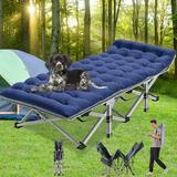 Lilypelle Camping Cot Portable Folding Outdoor Bed with Carry Bag for Adults Kids Heavy Duty Cot for Traveling Gear Supplier Beach Vocation Stripe Blue